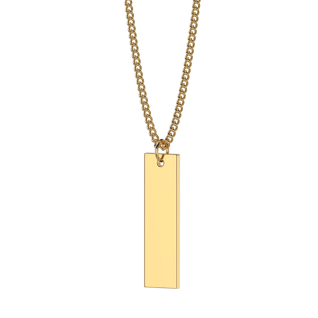10x Premium Long Rectangle Pendant - Gold Plated Engravable Blank St.Steel