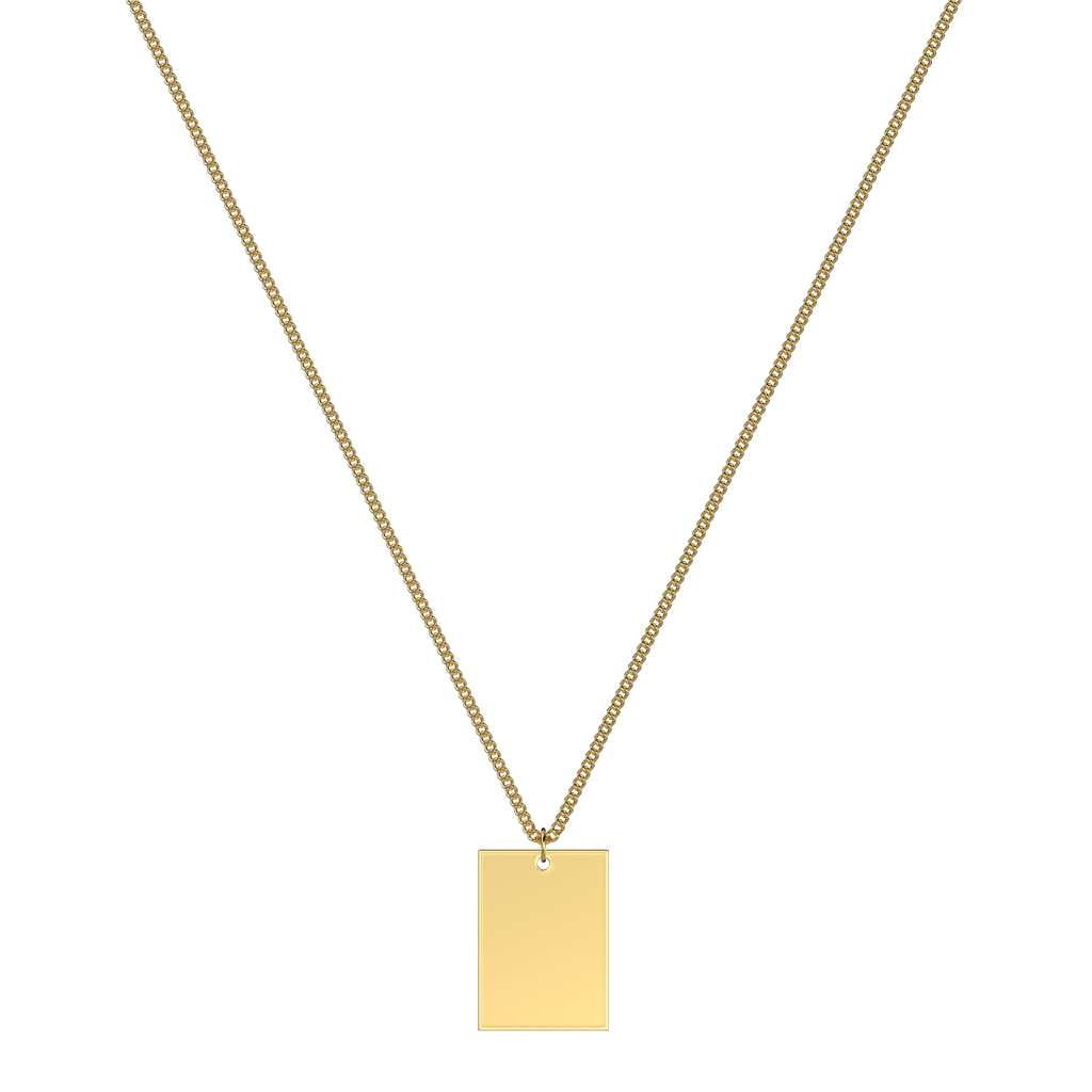 Rectangle Shape Letter Pattern Pendant Necklace 14k Plated - Temu